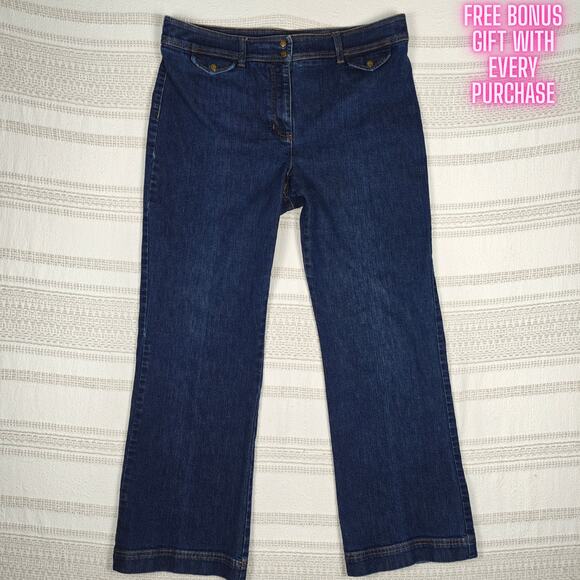 Jones New York Signature Dark Wash Wide Leg Mid Rise Jeans Women’s 14 - Picture 1 of 9
